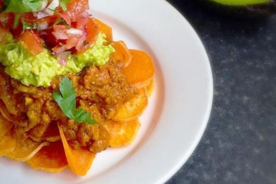 Loaded Paleo Nachos With Fresh Salsa & Guacamole