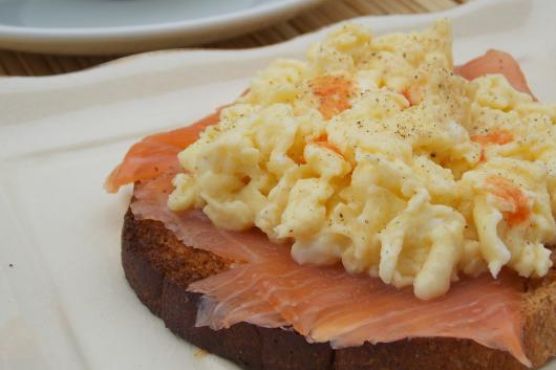 Scrambled Eggs On Toast With Smoked Salmon