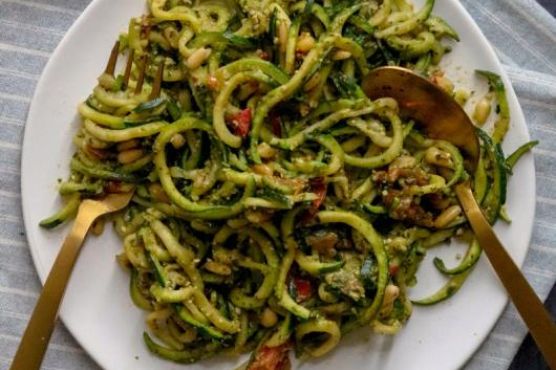 Pesto Zucchini Pasta (Whole 30 Approved)