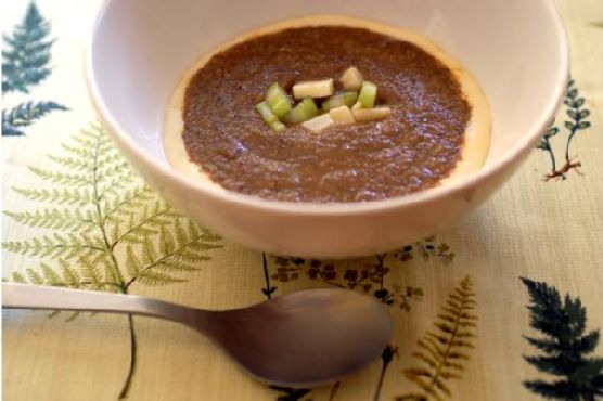Chestnut and Wild Mushroom Soup With Parmesan Cream and Pears