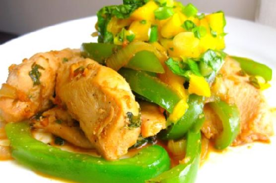 Spicy Coconut Chicken With Mango Basil Salsa